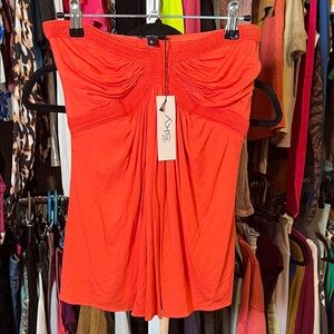 NWT Sky Brand Crochet strapless Vibrant Orange Top